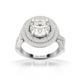 3 CT Round Cut Layered Halo Lab Diamond Ring